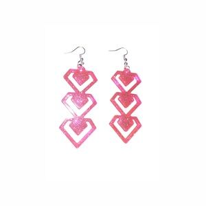 Pink/Red Geometric Dangle Earrings